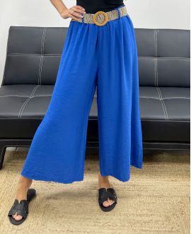 PANTALONI LARGHI 3/4 + CINTURA REGOLABILE OFFERTI BLU ROYAL