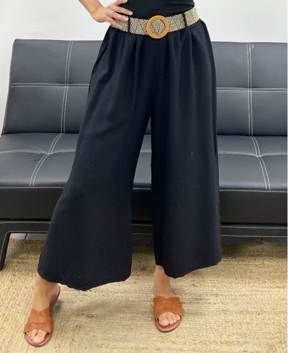 3/4 WIDE PANTS + ADJUSTABLE BELT OFFERED PE5291 BLACK