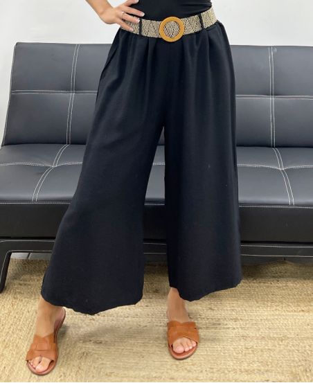 3/4 WIDE PANTS + ADJUSTABLE BELT OFFERED PE5291 BLACK