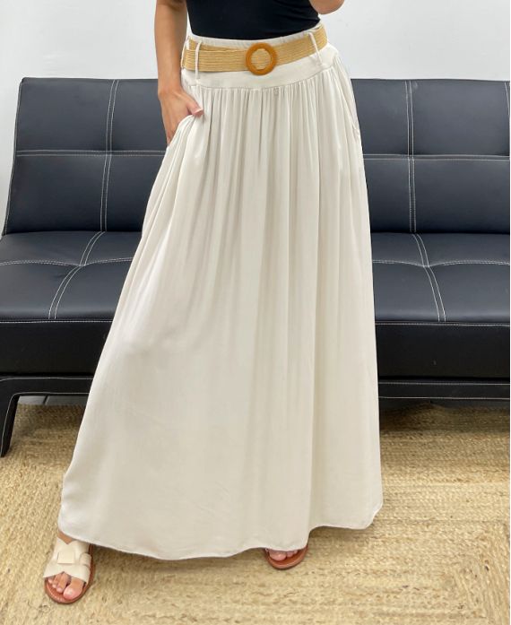 2-POCKET LONG SKIRT + FREE BELT PE5269 BEIGE