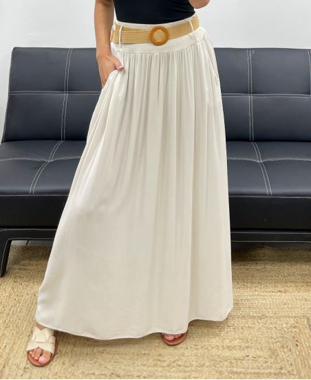 2-POCKET LONG SKIRT + FREE BELT PE5269 BEIGE
