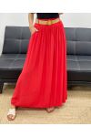 2-POCKET LONG SKIRT + FREE BELT PE5269 RED
