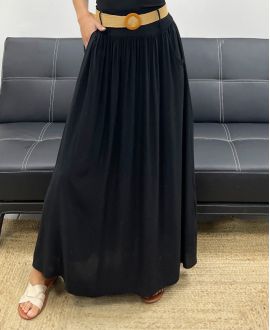 2 POCKET LONG SKIRT + FREE BELT PE5269 BLACK