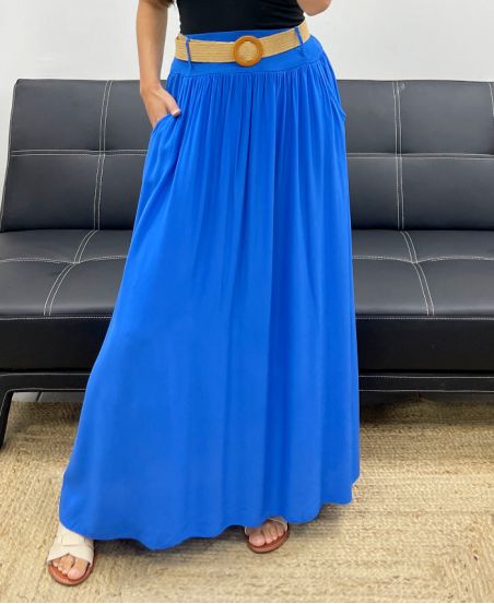 2-POCKET LONG SKIRT + FREE BELT PE5269 ROYAL BLUE