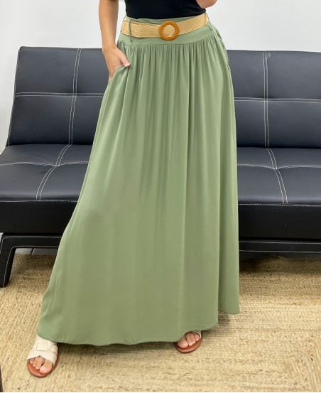 2-POCKET LONG SKIRT + FREE BELT PE5269 KHAKI
