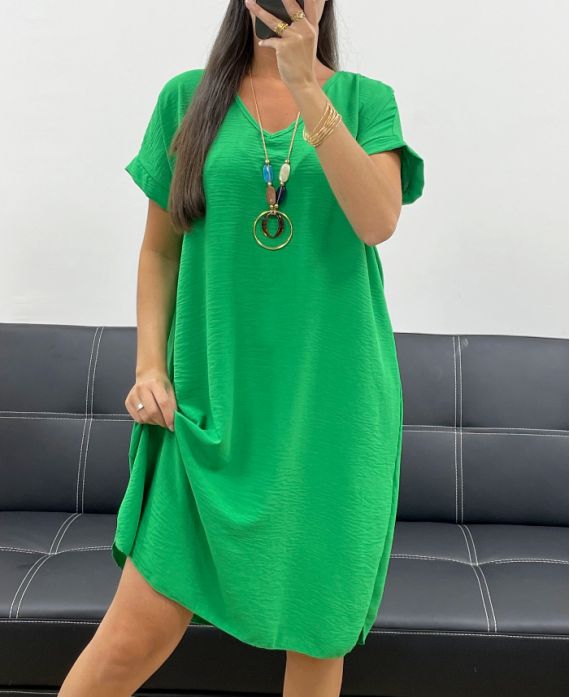 OVERSIZED KLEID + HALSKETTE GRATIS PE2452 GRÜN