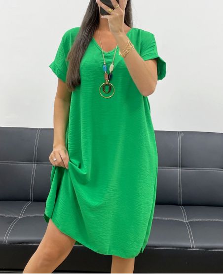 OVERSIZED JURK + KETTING GRATIS PE2452 GROEN