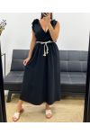 ABITO LUNGO CON SCOLLO A V 2 NODI PE5284 NERO