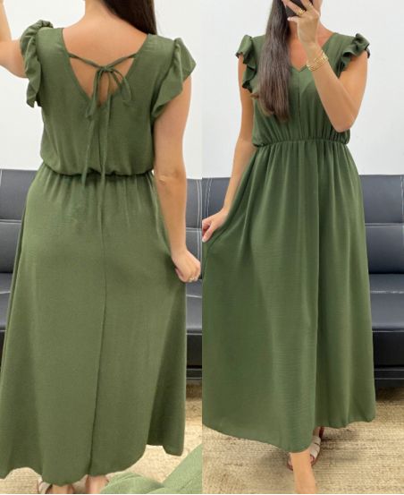 SUKIENKA MAXI Z WIĄZANIEM NA PLECACH PE5282 KHAKI