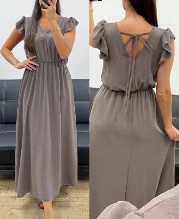 TIE BACK MAXI DRESS PE5282 TAUPE