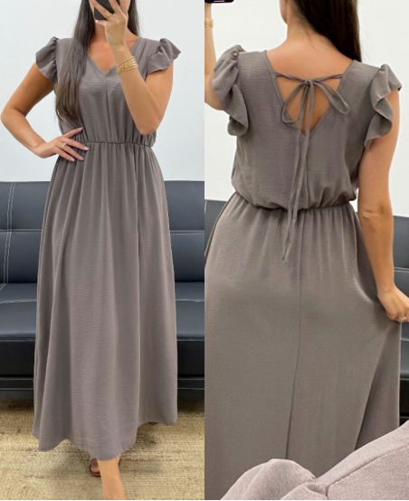 TIE BACK MAXI DRESS PE5282 TAUPE