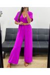 COMBINAISON PANTALON + CEINTURE PE2337 MAUVE