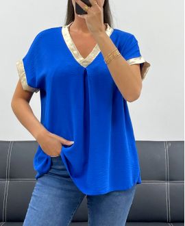 TOP COL V DETAILS GOLD PE5262 BLEU ROYAL
