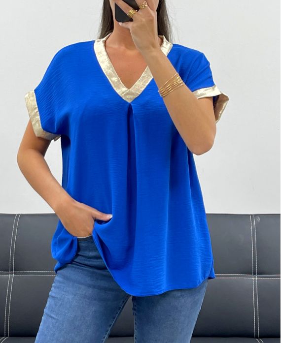 TOP COL V DETAILS GOLD PE5262 BLEU ROYAL