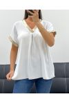 TOP COL V DETAILS GOLD PE5262 BLANC