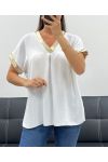 TOP COL V DETAILS GOLD PE5262 BLANC