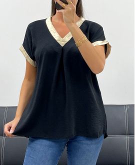 TOP COL V DETAILS GOLD PE5262 NOIR