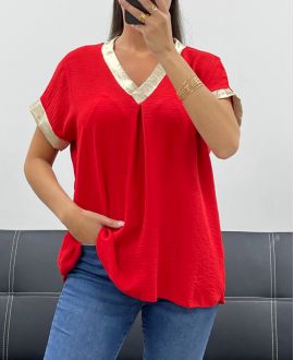 TOP COL V DETAILS GOLD PE5262 ROUGE