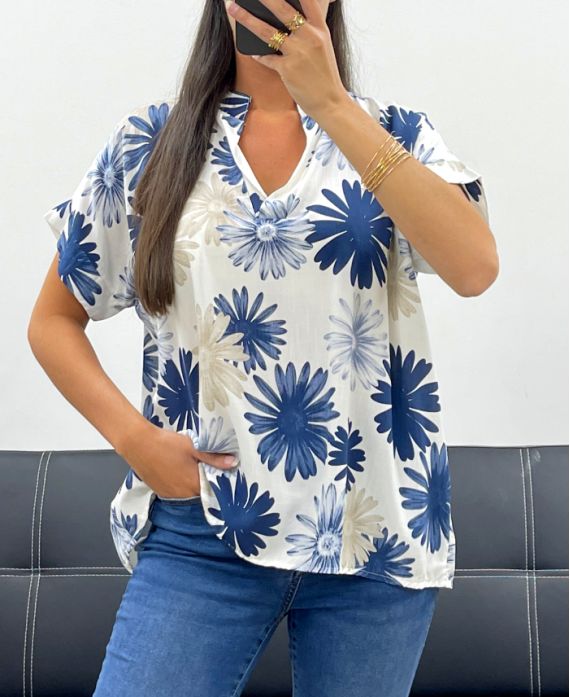 BEDRUCKTE BLUSE PE5256 MARINEBLAU