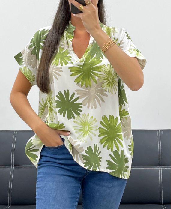 PRINTED BLOUSE PE5256 GREEN
