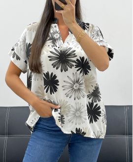 BEDRUCKTE BLUSE PE5256 SCHWARZ