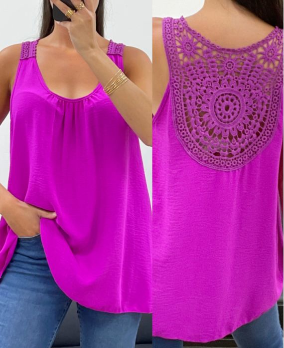 OVERSIZED FLUID BACK TOP EMBROIDERY SS1100 PURPLE