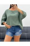 PE1254 TOP AUS BAUMWOLLGAZE KHAKI