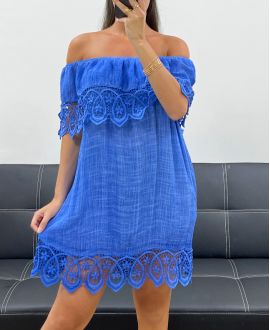 "BOHEMIAN COLLECTION" KÖNIGSBLAUES STRANDKLEID AUS SPITZE SS2220