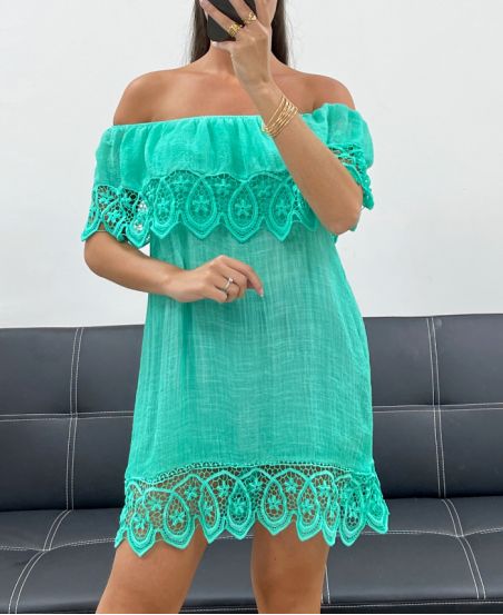 "BOHEMIAN COLLECTION" GRÜNES SPITZEN-STRANDKLEID PE2220