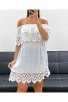VESTIDO DE PLAYA "BOHEMIAN COLLECTION" ENCAJE PE2220 BLANCO