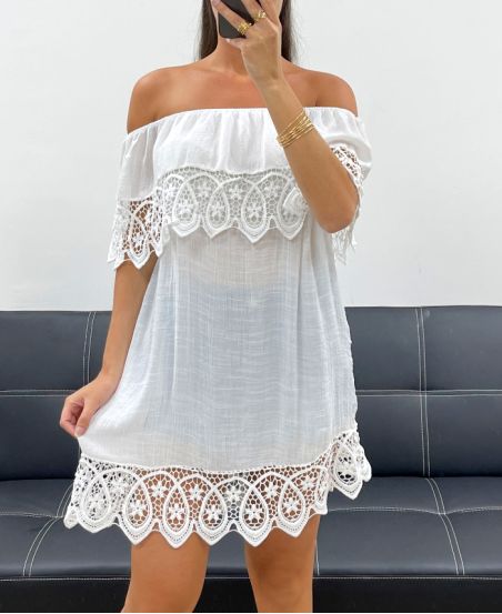"BOHEMIAN COLLECTION" STRANDKLEID SPITZE PE2220 WEISS
