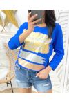 COTTON T-SHIRT FLOCKING DORE 1429 ROYAL BLUE