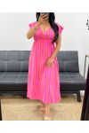 KATOENEN GAAS JURK NEON STRIPES PE5234 PAARS