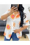 CHEMISE GAZE DE COTON NEON SOLEIL PE5240 BLANC/ORANGE