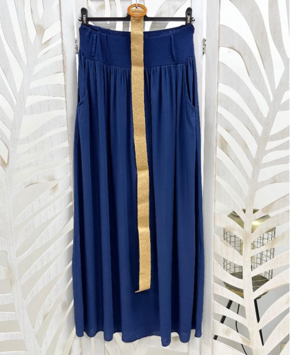 2-POCKET LONG SKIRT + FREE BELT PE5269 NAVY BLUE