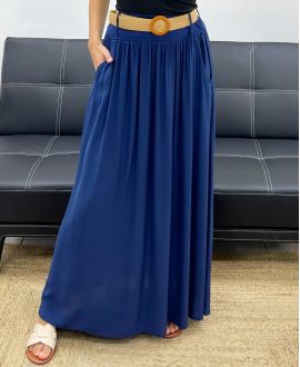 2-POCKET LONG SKIRT + FREE BELT PE5269 NAVY BLUE