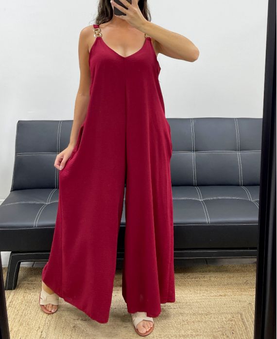 COMBINAISON OVERSIZE 2 POCHES PE5273 BORDEAUX