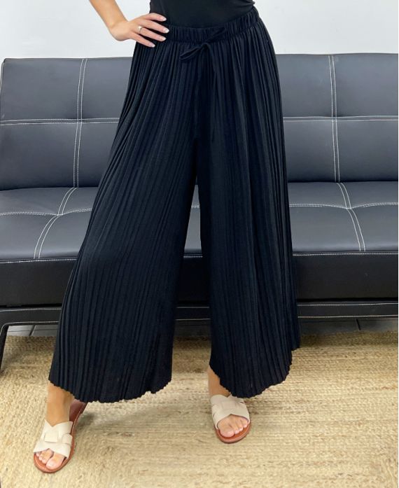 PANTALON LARGE PLISSE PE5229 NOIR