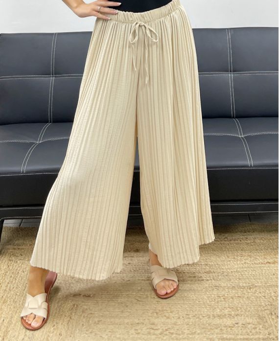 PANTALON LARGE PLISSE PE5229 BEIGE