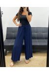 PE5229 PANTALONE LARGO PLISSETTATO BLU NAVY