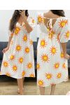 ROBE GAZE DE COTON SOLEIL PE5224 BLANC