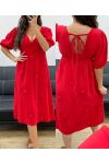 ROBE GAZE DE COTON SOLEIL PE5224 ROUGE