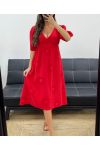 ROBE GAZE DE COTON SOLEIL PE5224 ROUGE