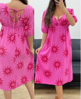 ROBE GAZE DE COTON SOLEIL PE5224 FUSHIA