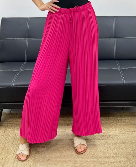PANTALON LARGE PLISSE PE5229 FUSHIA