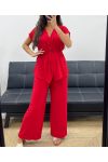 ENSEMBLE TOP A BOUTON-GILET + PANTALON PE5200 ROUGE
