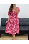 ROBE GAZE DE COTON LEO PE5204 ROUGE