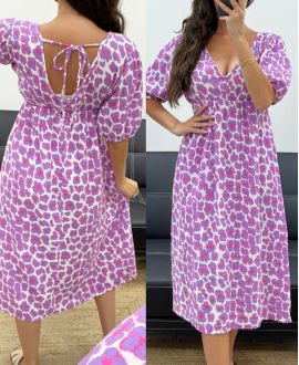 ROBE GAZE DE COTON LEO PE5204 LILA