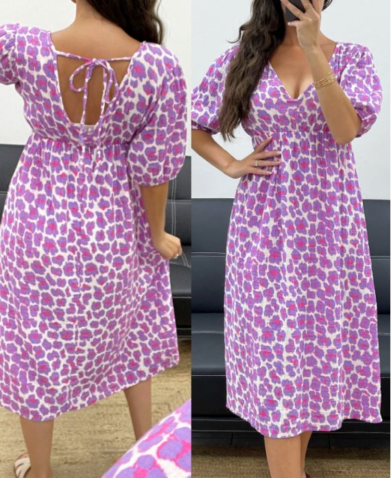 ROBE GAZE DE COTON LEO PE5204 LILA