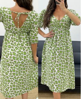 ROBE GAZE DE COTON LEO PE5204 VERT